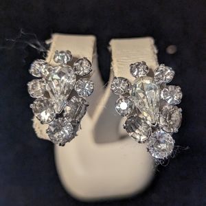 Silver & Rhinestone Screw Back Earrings